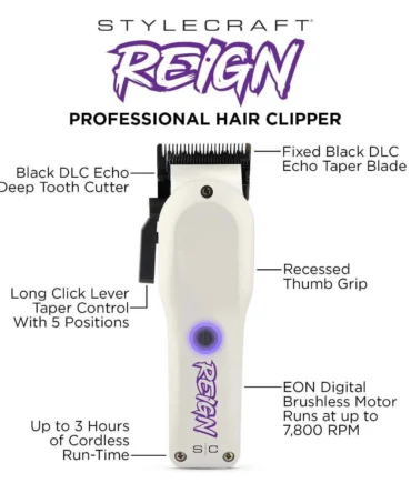 Stylecraft Reign Clipper Professioneller Haarschneider mit digitalem EON Brushless-Motor NEU!